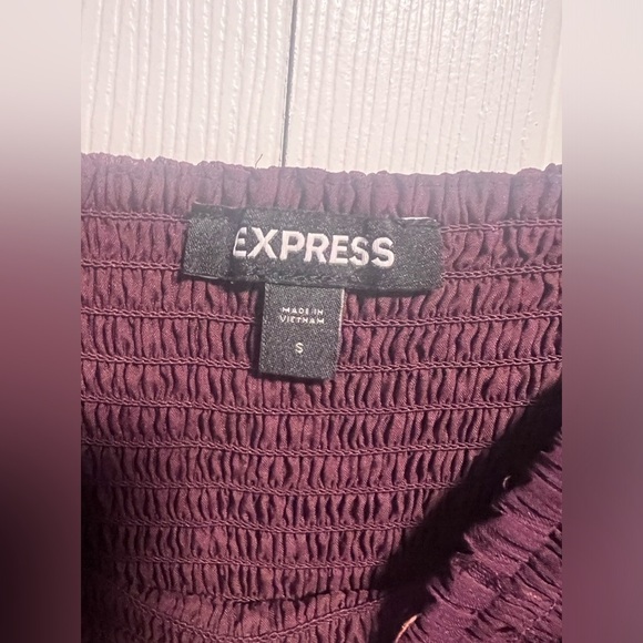 Women's Express Dark Purple Peasant Long Sleeved Blouse - Picture 4 of 5